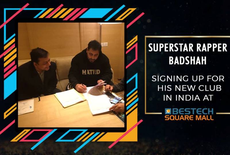 Superstar Rapper Badshah signs his new Club in India at Bestech Square Mall, Mohali